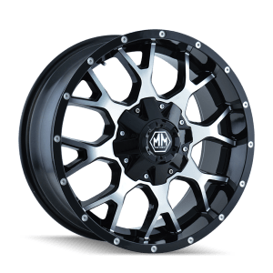 MAYHEM WARRIOR 8015 GLOSS BLACK MACHINED 18X9 8-165.1 -12MM 130.8MM