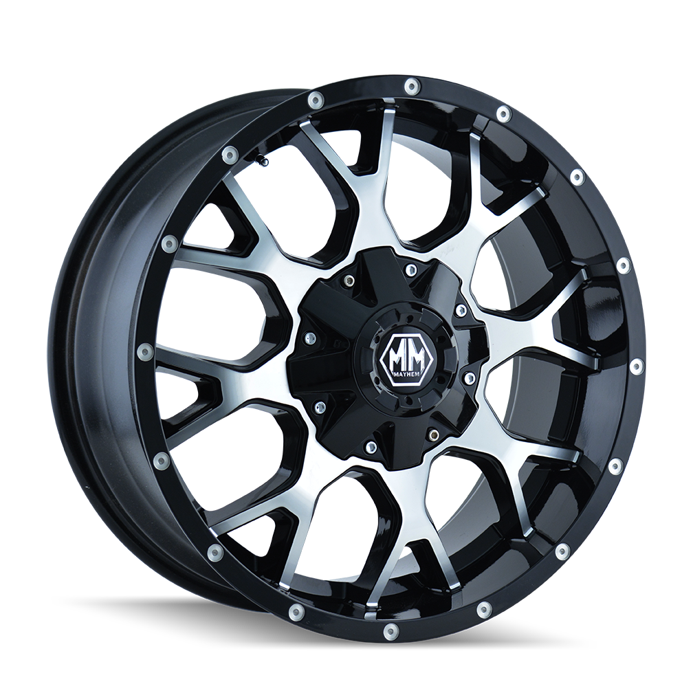 MAYHEM WARRIOR 8015 GLOSS BLACK MACHINED 20X9 8-180 18MM 124.1MM