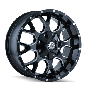 MAYHEM WARRIOR 8015 GLOSS BLACK MILLED 22X12 8-165.1 -44MM 130.8MM