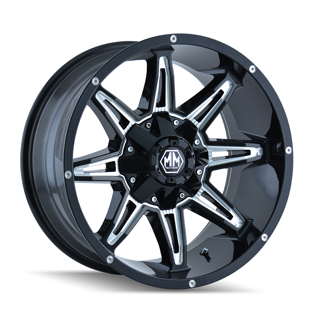 MAYHEM RAMPAGE 8090 GLOSS BLACK MILLED 18X9 5-150/5-139.7 18MM 110MM
