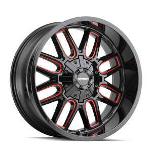 MAYHEM COGENT 8107 GLOSS BLACK MILLED PRISM RED 18X9 8-165.1 0MM 130.8MM