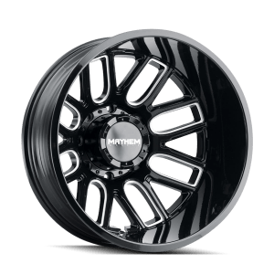 MAYHEM COGENT DUALLY (8107D) GLOSS BLACK MILLED 20X8.25 REAR LIFTED 8-165.1 -232MM 121.3MM
