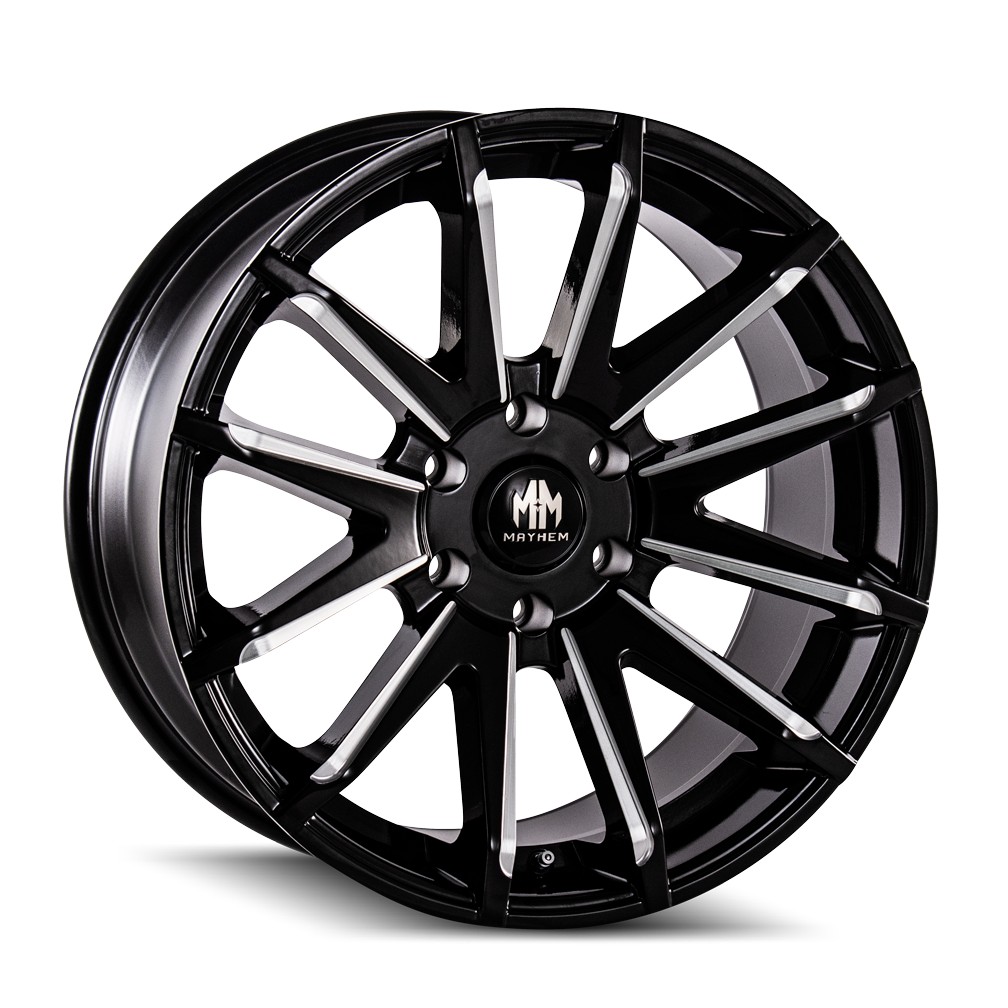 MAYHEM CROSSFIRE 8109 GLOSS BLACK MILLED 22X9.5 6-135 25MM 87.1MM