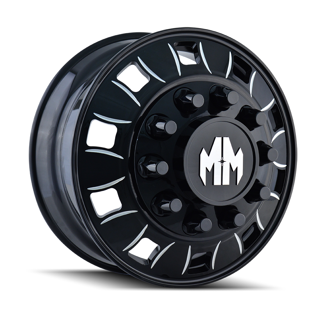 MAYHEM BIGRIG 8180 FRONT GLOSS BLACK MILLED 22X8.25 10-285.75 169MM 220.1MM