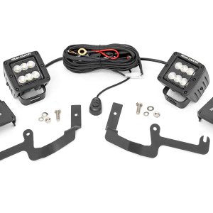 LED Light Kit | Ditch Mount | 2" Black Pair | Flood | Chevy Silverado 1500 (19-24)