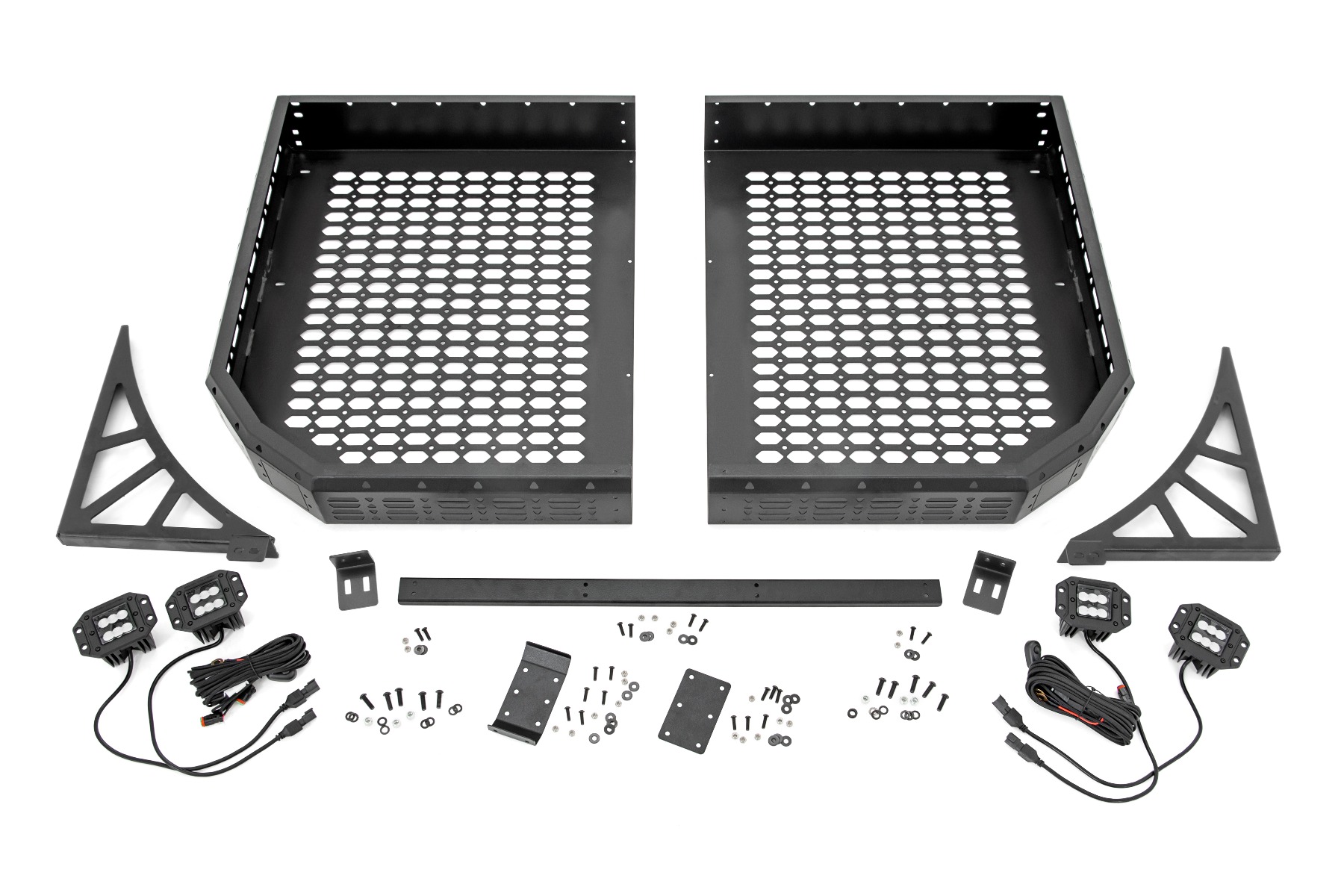 Cargo Rack | Dual 2" Black LED Pairs | Flush Mount | Polaris Ranger XP 1000