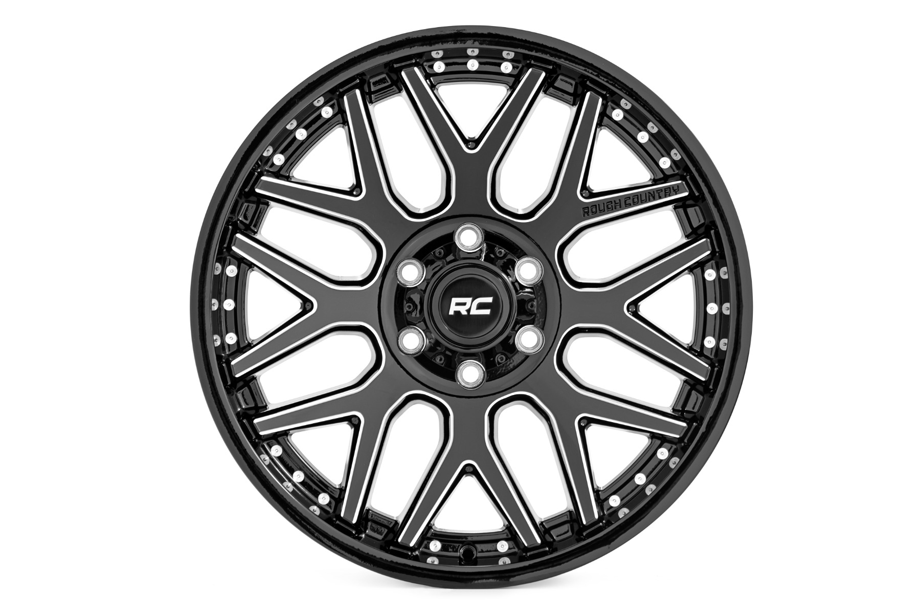 Rough Country 95 Series Wheel | Machined One-Piece | Gloss Black | 20x10 | 5x5 | -19mm - Image 2