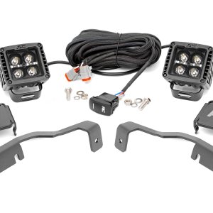 LED Light Kit | Ditch Mount | 2" Black Pair | Amber DRL | Nissan Frontier (22-24)