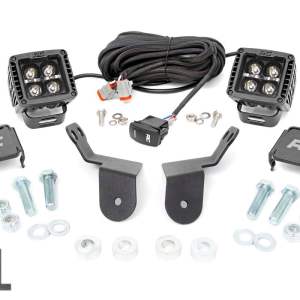 LED Light Kit | Cage Mount | 2" Black Pair | White DRL | Honda Pioneer 1000-5