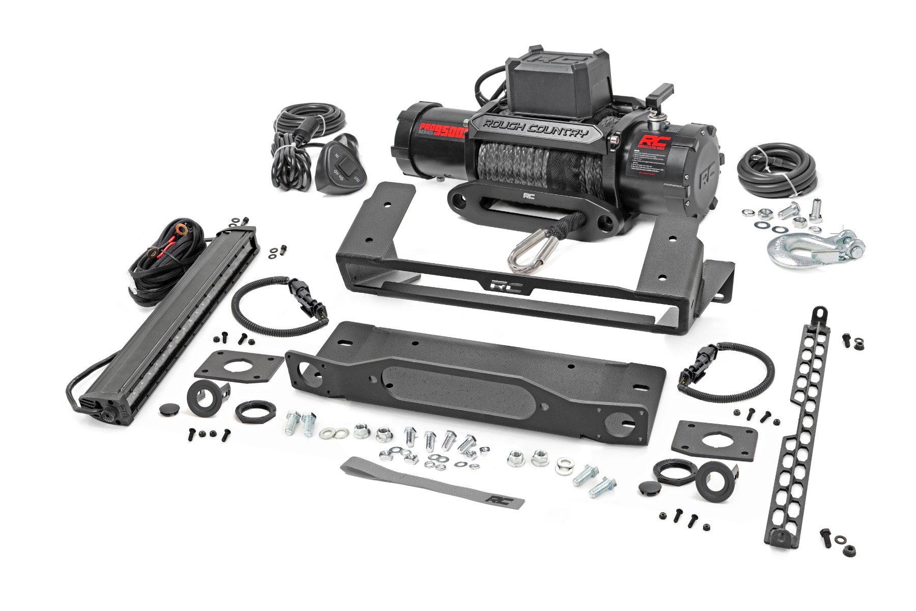 High Winch Mount | All Models | 9500S | 20 Inch Black Single Row LED | Ford Bronco (21-24)