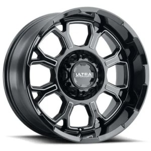 ULTRA 124BM COMMANDER 17X9 GLOSS BLACK W/ MILLED SPOKE 5-127 / 5-139.7 +12MM 87MM