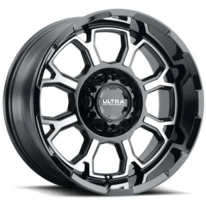 ULTRA 124U COMMANDER 17X9 GLOSS BLACK W/ DIAMOND CUT SPOKE 5-127 / 5-139.7 +12MM 87MM