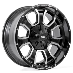Rough Country 93 Series Wheel | One-Piece | Machined Black | 20x10 | 5x5/5x4.5 | -18mm