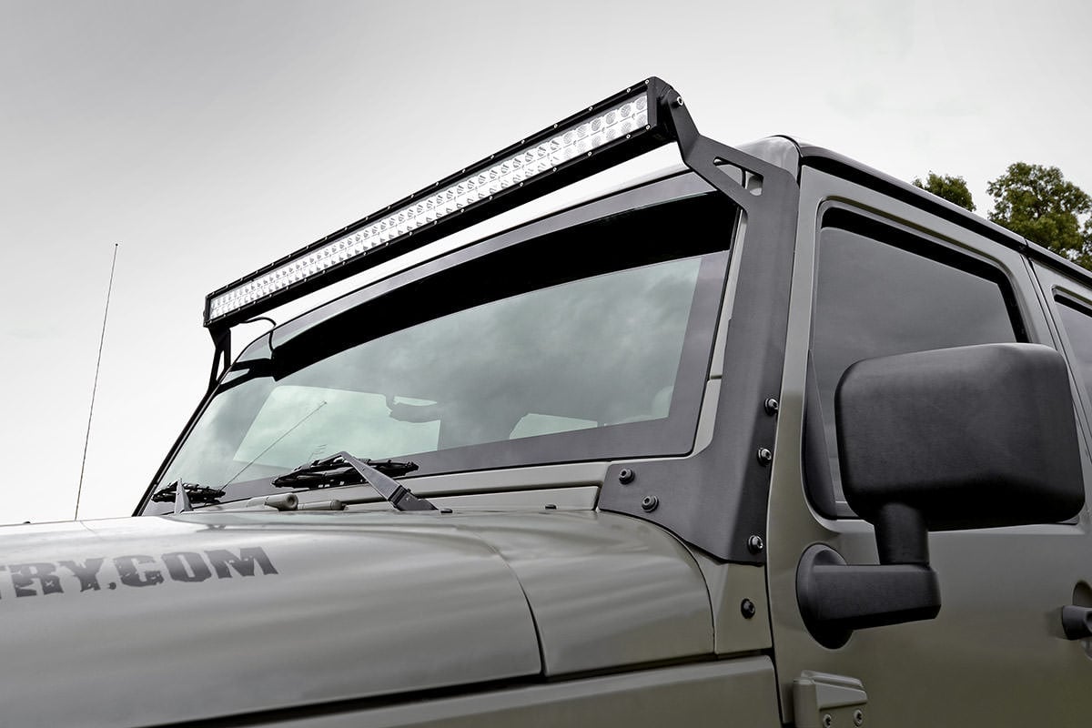 LED Light Kit | Windshield Mount | 50" Black Dual Row | Jeep Wrangler JK (07-18) - Image 2