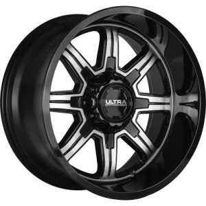 (+10)ULTRA 229U MENACE 16X8 GLOSS BLACK W/ DIAMOND CUT MACHINED FACE 5-135 / 5-139.7 +10MM 87MM