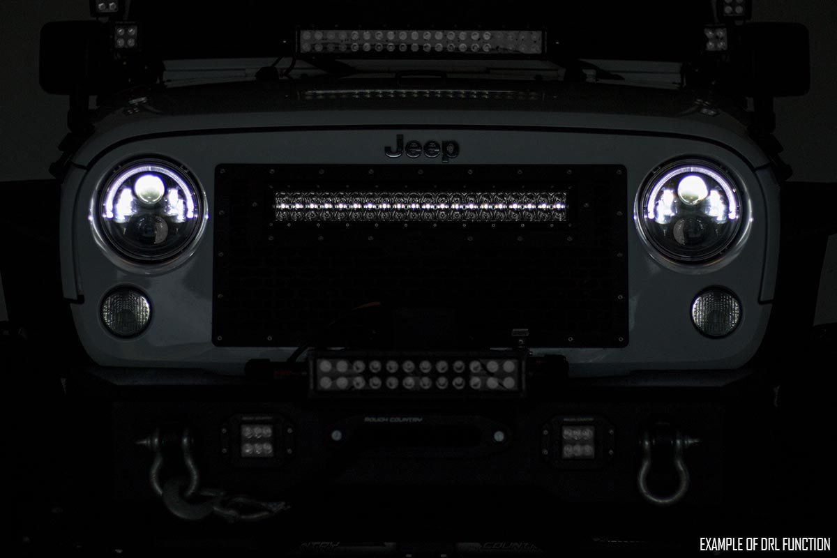 Mesh Grille | 30" Dual Row LED | Black | White DRL | GMC Sierra 1500 (14-15) - Image 5