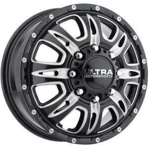ULTRA 049BM PREDATOR DUALLY 17X6.5 GLOSS BLACK W/ MILLED SPOKE 8-200 +129MM 156MM