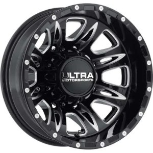 ULTRA 049BM PREDATOR DUALLY 17X6.5 GLOSS BLACK W/ MILLED SPOKE 8-200 -140MM 156MM
