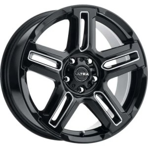 ULTRA 258BM PROWLER LIFTED 18X8 GLOSS BLACK W/ DIAMOND CUT SPOKE 5-112 +30MM 66MM