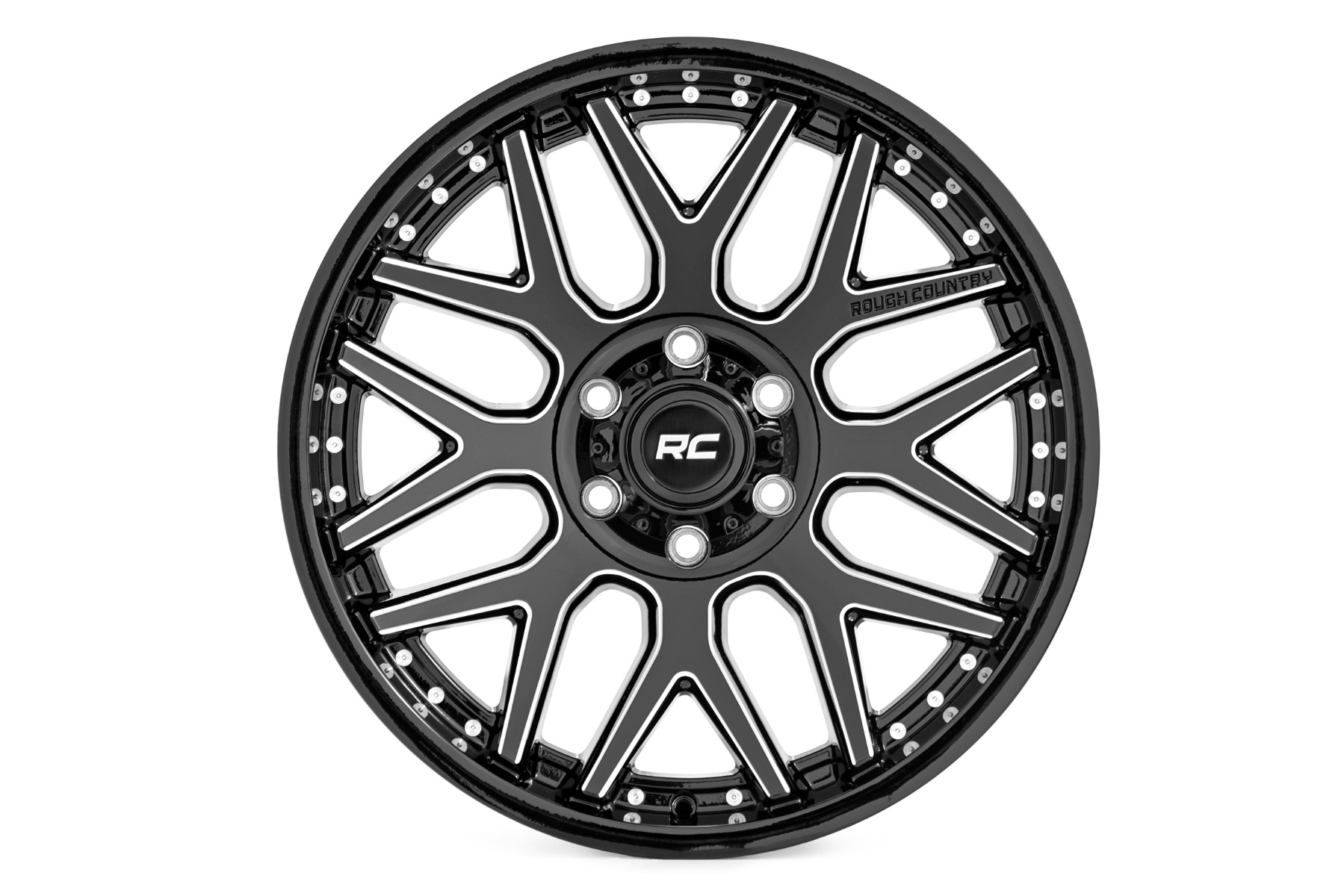 Rough Country 95 Series Wheel | Machined One-Piece | Gloss Black | 22x10 | 6x5.5 | -25mm - Image 2
