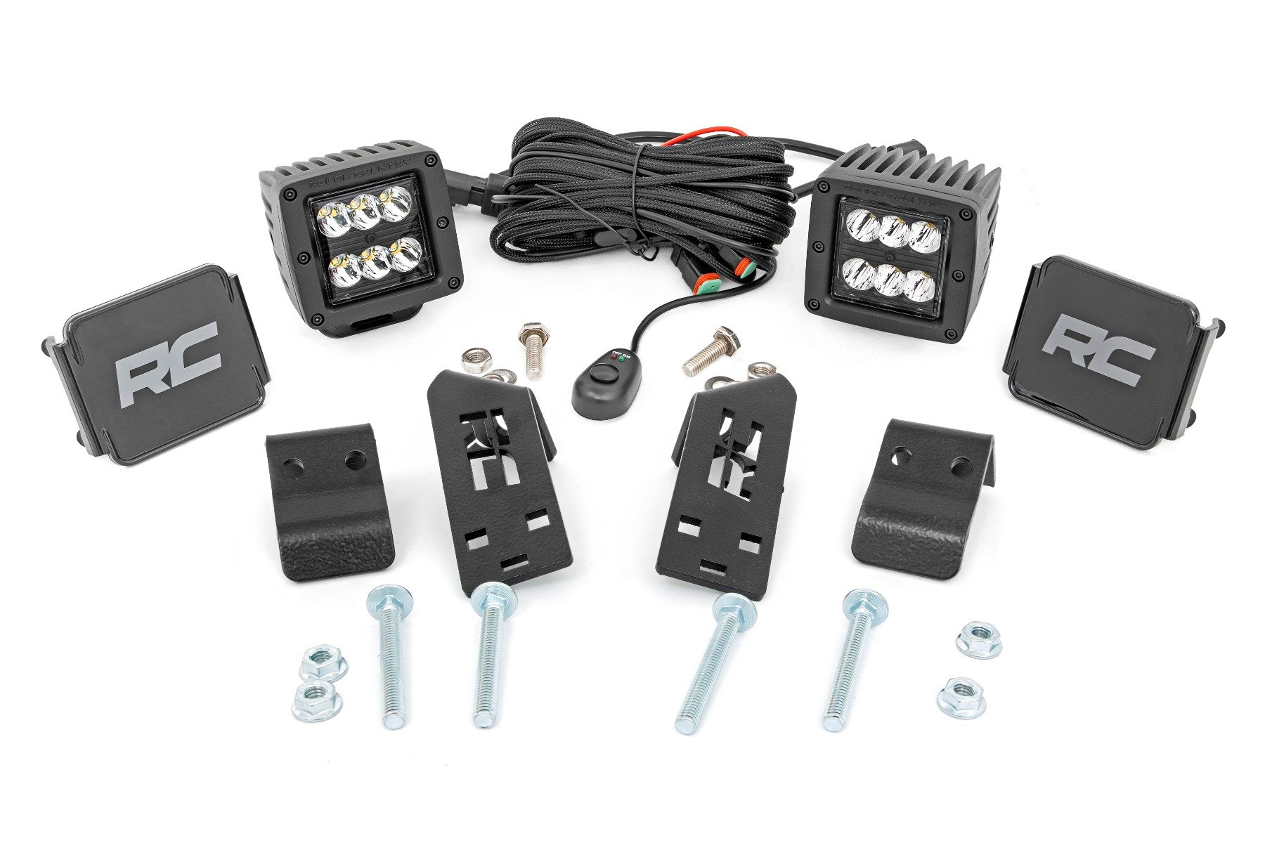 LED Light Kit | "A" Pillar Mount | 2" Black Pair | Spot | Polaris RZR PRO XP