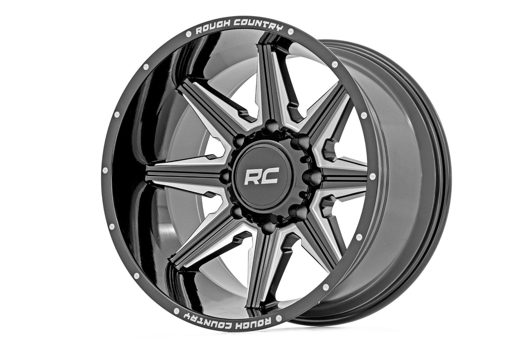 Rough Country 91M Series Wheel | One-Piece | Gloss Black | 22x12 | 8x6.5 | -44mm