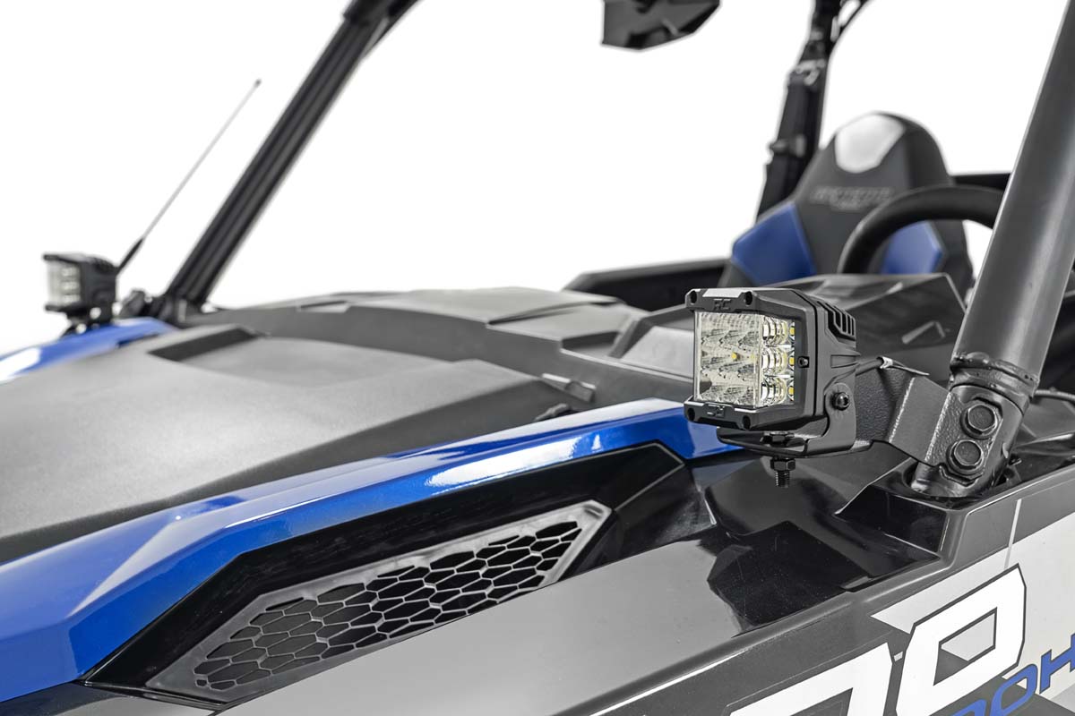 LED Light Kit | Cage Mount | 2" Black Pair | White DRL | Polaris General XP 4 1000 - Image 2