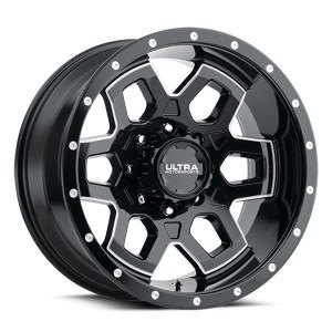 ULTRA 217BM WARLOCK 17X9 GLOSS BLACK W/ DIAMOND CUT SPOKE 8-165.1 +12MM 125MM