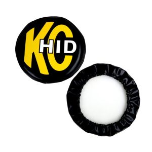 8" Light Cover - Soft Vinyl - Pair - Black w/ Yellow KC HID Logo