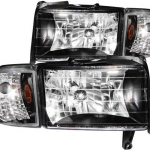 ANZO 94-01 RAM HEADLIGHTS CRYSTAL BLACK WITH CORNER DRIVER/PASSENGER