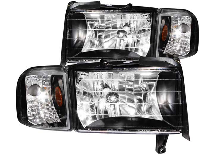 ANZO 94-01 RAM HEADLIGHTS CRYSTAL BLACK WITH CORNER DRIVER/PASSENGER