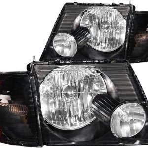 ANZO 02-05 EXPLORER HEADLIGHTS BLACK WITH AMBER REFLECTORS DRIVER/PASSENGER