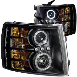 ANZO 07-13 SILVERADO 1500/SILVERADO 2500/3500 HEADLIGHTS BLACK CLEAR PROJECTORS WITH HALOS DRIV/PASS