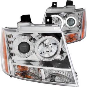 ANZO 07-13 AVALANCHE/07-14 SUBURBAN/TAHOE HEADLIGHTS CHROME CLEAR PROJECTOR WITH HALOS DRIV/PASS