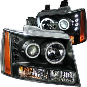 ANZO 07-13 AVALANCHE/07-14 SUBURBAN/TAHOE PROJECTOR BLACK CLEAR AMBER(CCFL)HEADLIGHTS DRIV/PASS