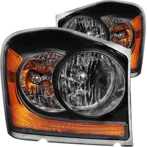ANZO 04-06 DURANGO HEADLIGHTS BLACK WITH AMBER REFLECTORS DRIVER/PASSENGER