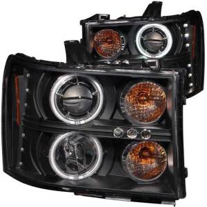 ANZO 07-14 SIERRA 2500/3500 PROJECTOR HEADLIGHTS W/HALOS-BLACK/CLEAR DRIVE/PASS