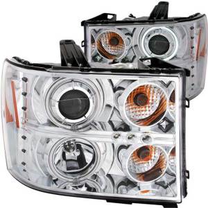 ANZO 07-13 SIERRA 1500/07-14 SIERRA 2500/3500 CHROME PROJECTOR HEADLIGHTS W/HALOS(CCFL)DRIV/PASS