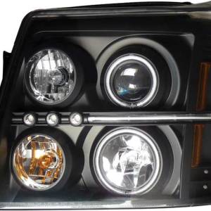 ANZO 03-06 CADILLAC ESCALADE PROJECTOR HALO BLACK CLEAR AMBER(CCFL)HEADLIGHTS DRIVE/PASS