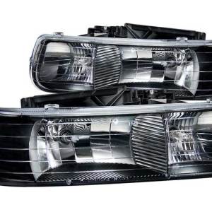 ANZO 99-02 SILVERADO 1500/00-06 SUBURBAN/TAHOE BLACK CLEAR HEADLIGHTS DRIVE/PASS
