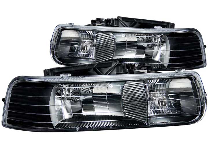 ANZO 99-02 SILVERADO 1500/00-06 SUBURBAN/TAHOE BLACK CLEAR HEADLIGHTS DRIVE/PASS