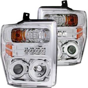 ANZO 08-10 F250/F350/F450 SD HEADLIGHTS CHROME PROJECTORS W/HALOS(CCFL)DRIVE/PASS