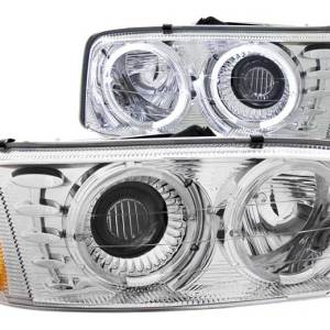 ANZO 99-06 GMC SIERRA/YUKON PROJECTOR WITH HALO CHROME HEADLIGHTS DRIVER/PASSENGER