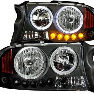 ANZO 97-04 DAKOTA/98-03DURANGO 1 PC PROJECTOR W/LED HALO BLACK CLEAR HEADLIGHTS DRIVE/PASS