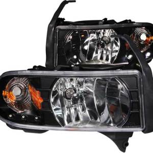 ANZO 94-01 RAM CRYSTAL CLEAR BLACK W/LED AMBER HEADLIGHTS DRIVER/PASSENGER
