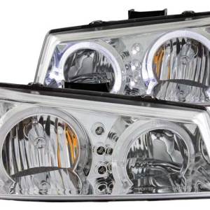 ANZO 03-06 SILVERADO CHRYSTAL CLEAR CHROME W/2 LED HALO HEADLIGHTS DRIVE/PASS