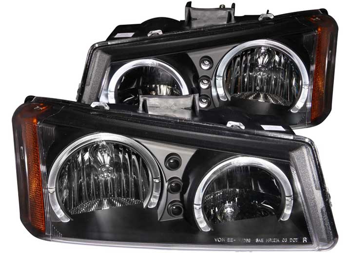 ANZO 03-06 SILVERADO CHRYSTAL CLEAR BLACK W/2 LED HALO HEADLIGHTS DRIVE/PASS