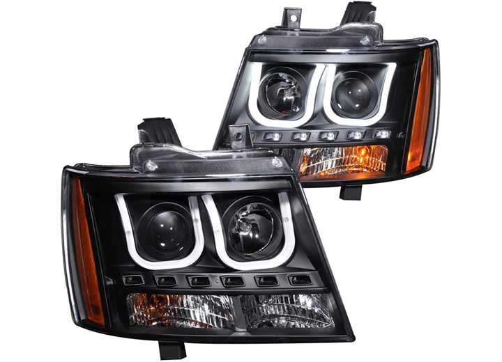 ANZO 07-13 AVALANCHE/07-14 SUBURBAN/TAHOE PROJECTOR W/U-BAR BLACK CLEAR HEADLIGHTS DRIVE/PASS