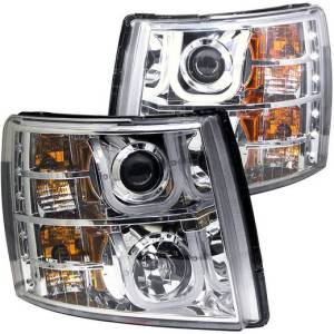 ANZO 07-13 SILVERADO 1500/07-14 2500/3500 PROJECTOR W/U-BAR CHROME CLEAR AMBER HEADLIGHTS DRIV/PASS