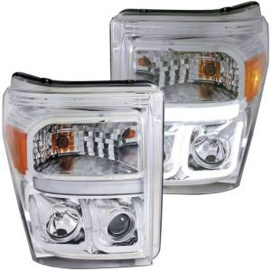 ANZO 11-15 F250/F350/F450 SD PROJECTOR HEADLIGHTS-CHROME CLEAR DRIVE/PASS